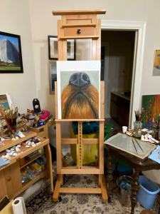 Studio view of dog nose painting